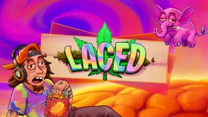 Laced slot game interface showing symbols and neon aesthetic