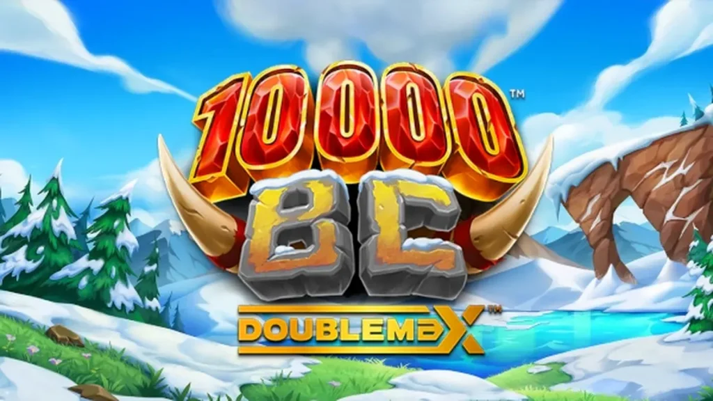 Tampilan visual slot 10000 BC DoubleMax dengan elemen zaman es dan simbol Gigablox.